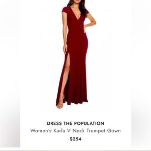 Red Dress the Population Women's Karla V Neck Trumpet Gown - Size XXSmall